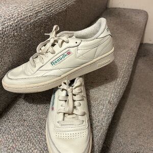 Reebok Off-White with green accents Leather Sneakers